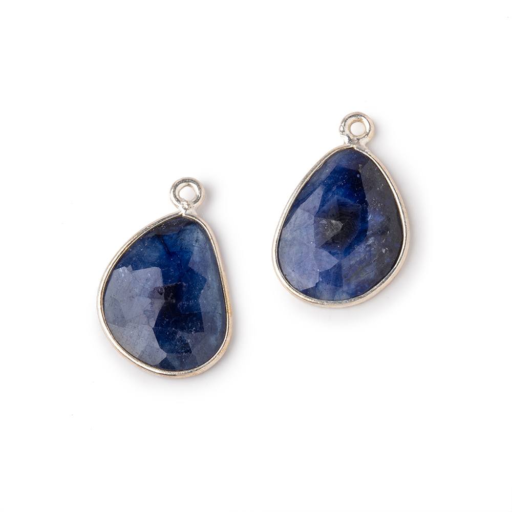 17x13mm .925 Silver Bezel Kyanite Faceted Freeform Set of 2 Pendants (ONLINE ORDER ONLY)
