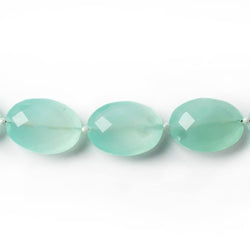 17x13mm SeaGreen Chalcedony straight drilled faceted oval beads 8 inch 11 pieces A (ONLINE ORDER ONLY)
