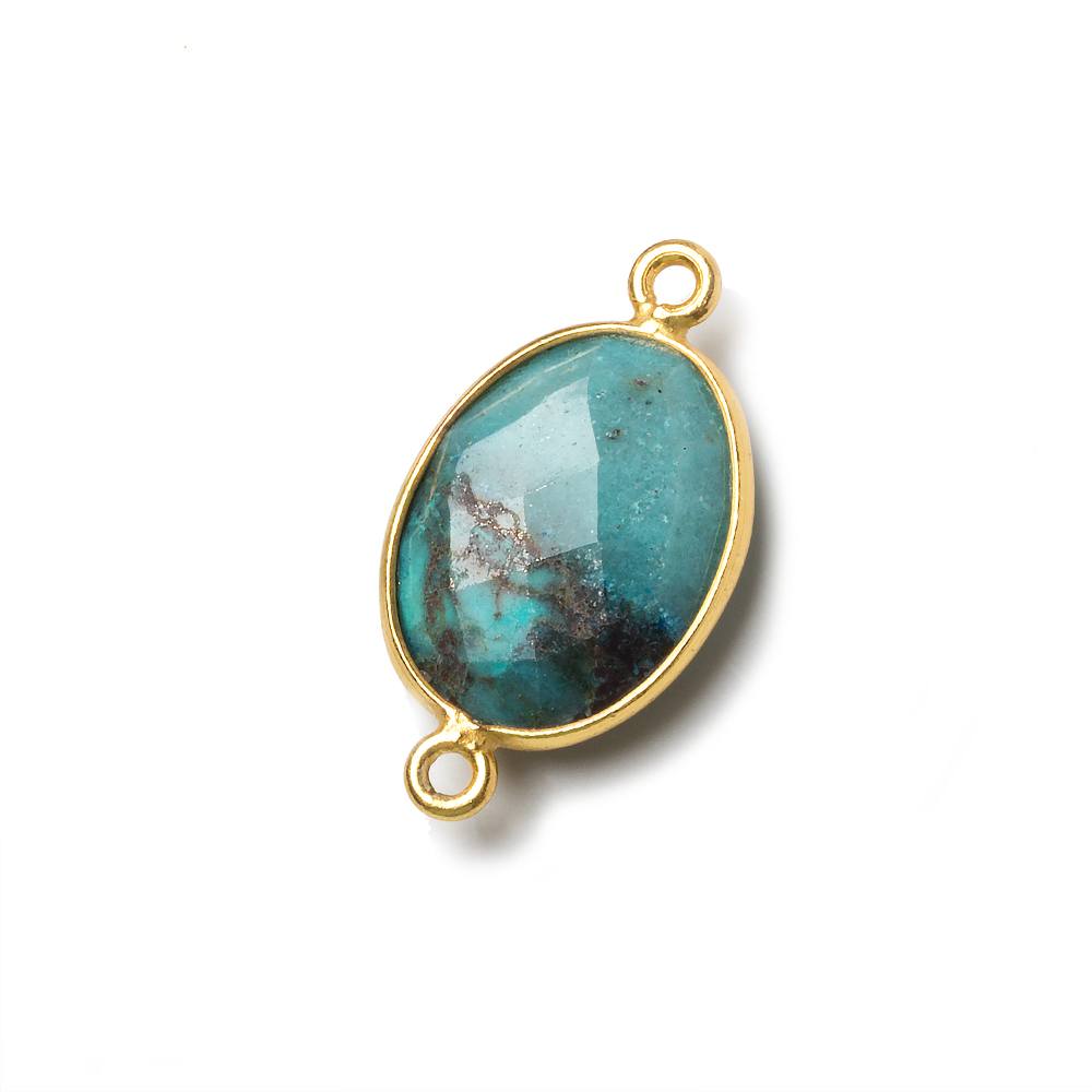 17x13mm Vermeil Bezel Chrysocolla Faceted Oval Connector 1 piece (ONLINE ORDER ONLY)