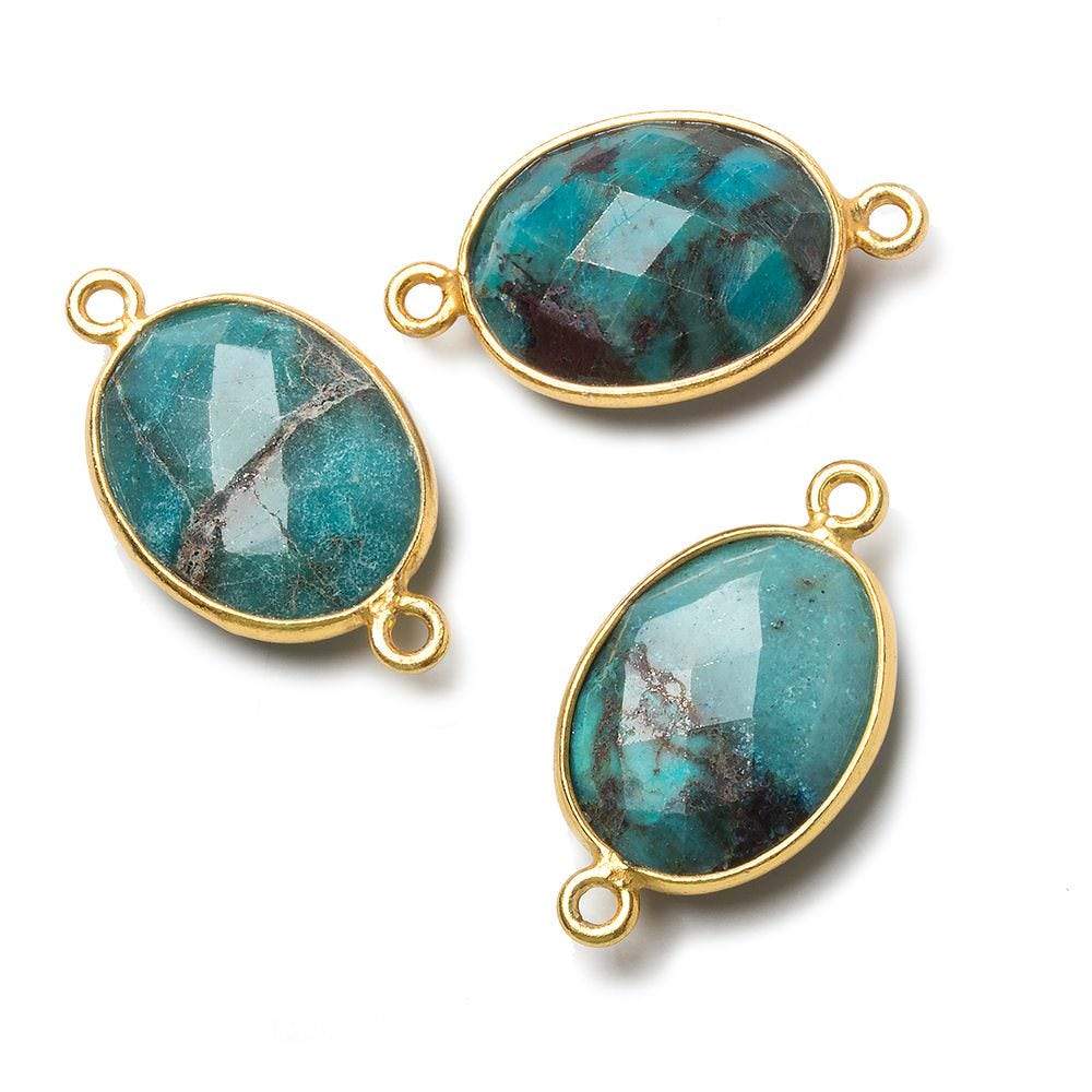 17x13mm Vermeil Bezel Chrysocolla Faceted Oval Connector 1 piece (ONLINE ORDER ONLY)