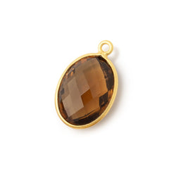 17x13mm Vermeil Bezel Whiskey Quartz Faceted Oval Pendant 1 piece (ONLINE ORDER ONLY)