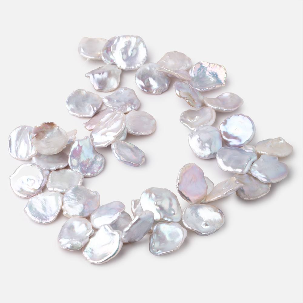 17x15-19x17mm Silvery White Top Drill Ultra Keshi Freshwater Pearls 15 inch 46 Beads AA (ONLINE ORDER ONLY)