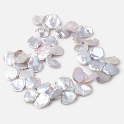 17x15-19x17mm Silvery White Top Drill Ultra Keshi Freshwater Pearls 15 inch 46 Beads AA (ONLINE ORDER ONLY)