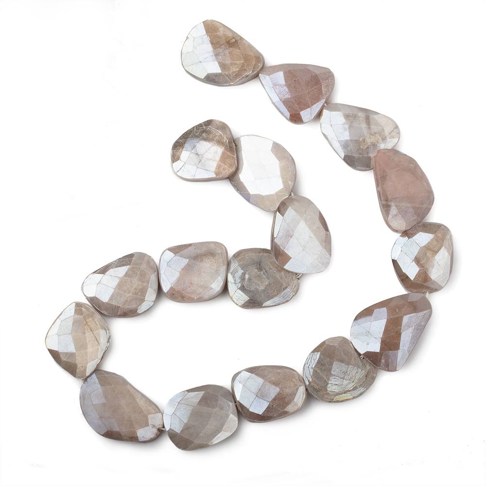 17x16-23x17mm Mystic Chocolate Moonstone Faceted Flat Nuggets 13.5 inch 15 beads (ONLINE ORDER ONLY)