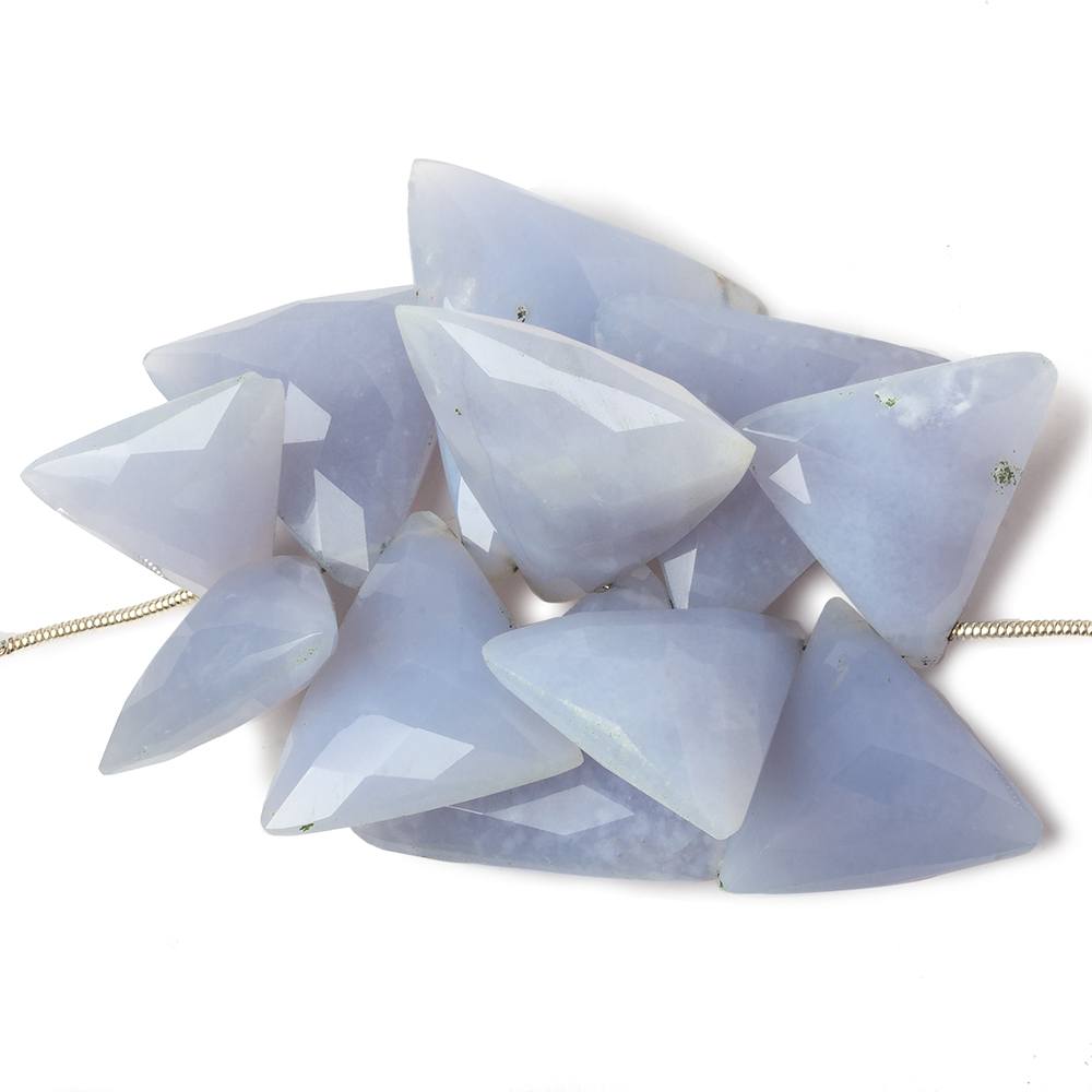 17x17-24x24mm Turkish Blue Chalcedony Faceted Trillion Beads 2.5 inch 11 pcs (ONLINE ORDER ONLY)