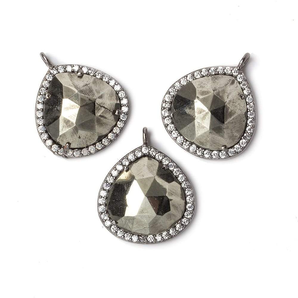 17x17mm Black Gold Bezeled CZ & Pyrite Heart Pendant 1 piece (ONLINE ORDER ONLY)