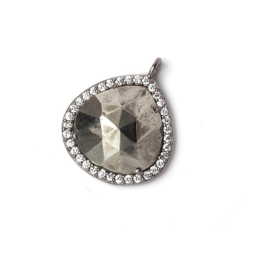17x17mm Black Gold Bezeled CZ & Pyrite Heart Pendant 1 piece (ONLINE ORDER ONLY)