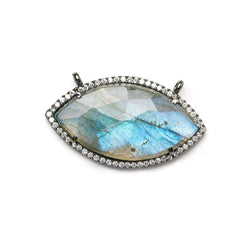 17x33mm Black Gold Bezel CZ & Labradorite Marquise East West Connector 1 focal bead (ONLINE ORDER ONLY)