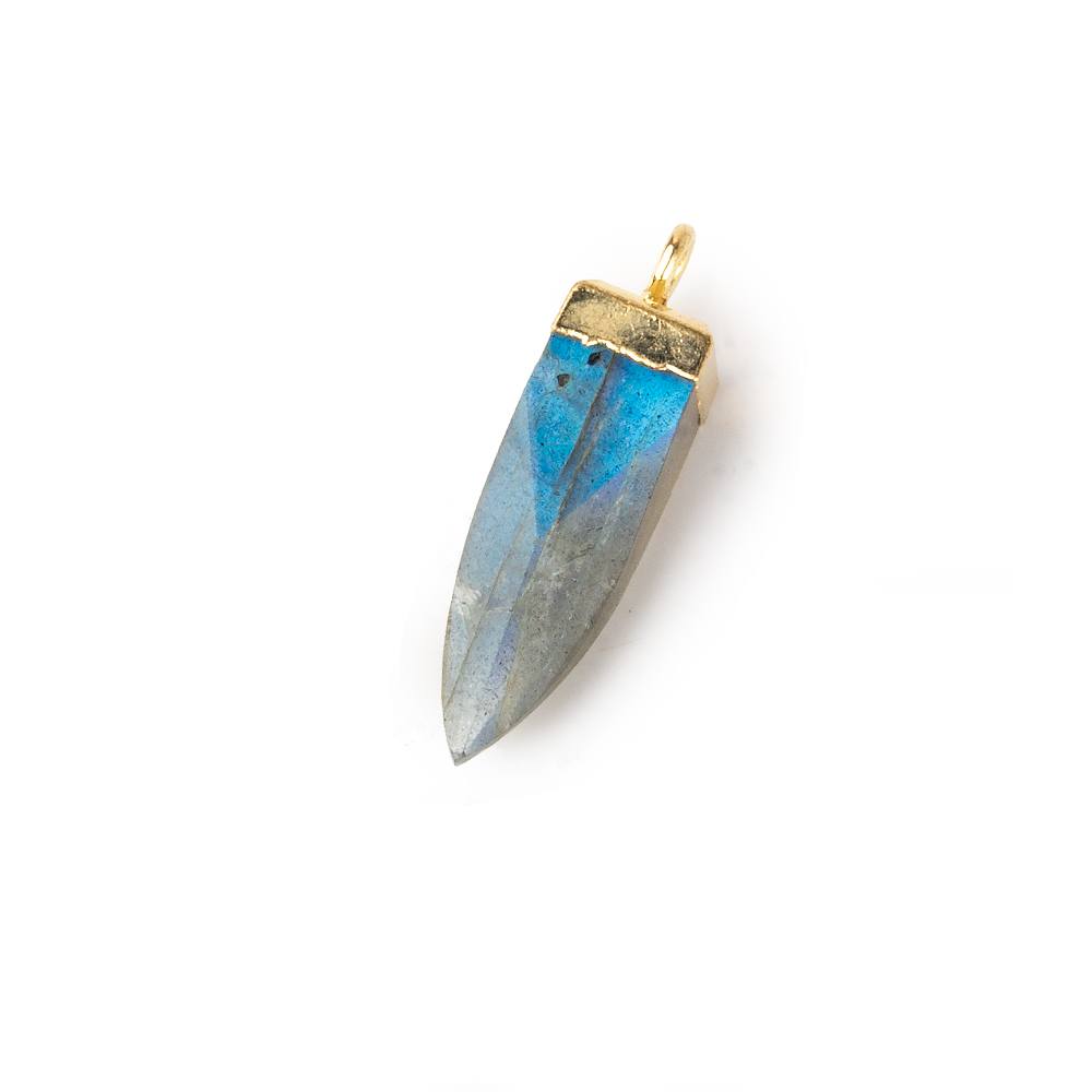 17x6mm Gold Leafed Labradorite plain oblisk spike Pendant 1 focal bead (ONLINE ORDER ONLY)
