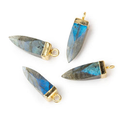17x6mm Gold Leafed Labradorite plain oblisk spike Pendant 1 focal bead (ONLINE ORDER ONLY)