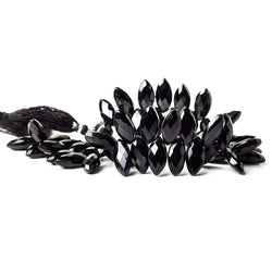 17x8mm Black Onyx top drilled faceted marquise beads 8.5 inch 42 pcs AAA (ONLINE ORDER ONLY)