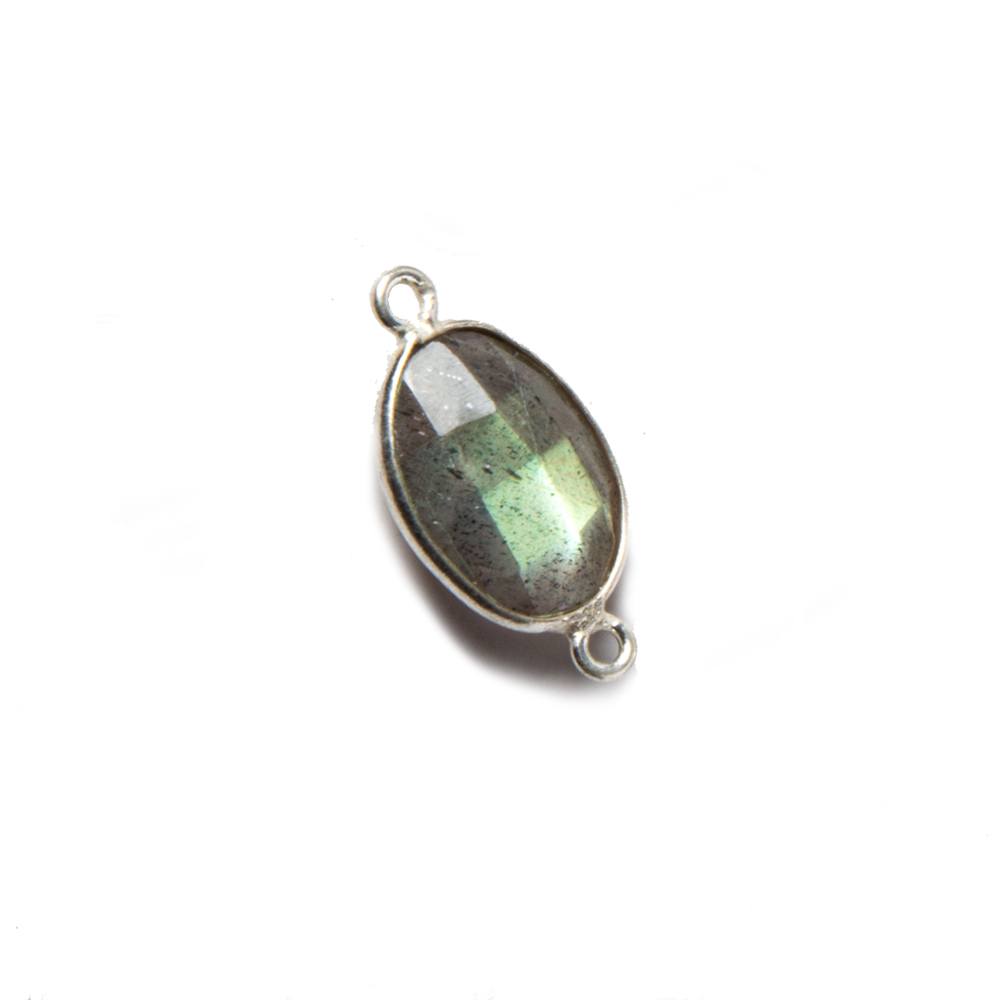 17x8mm Silver Bezeled Labradorite faceted nugget Connector 1 piece (ONLINE ORDER ONLY)