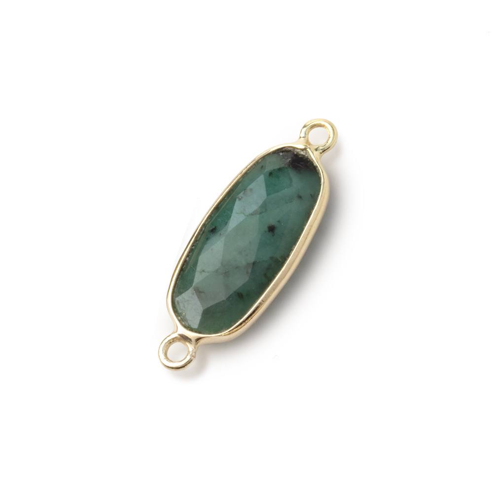 17x8mm Vermeil Bezel Emerald Elongated Oval 1 Connector (ONLINE ORDER ONLY)