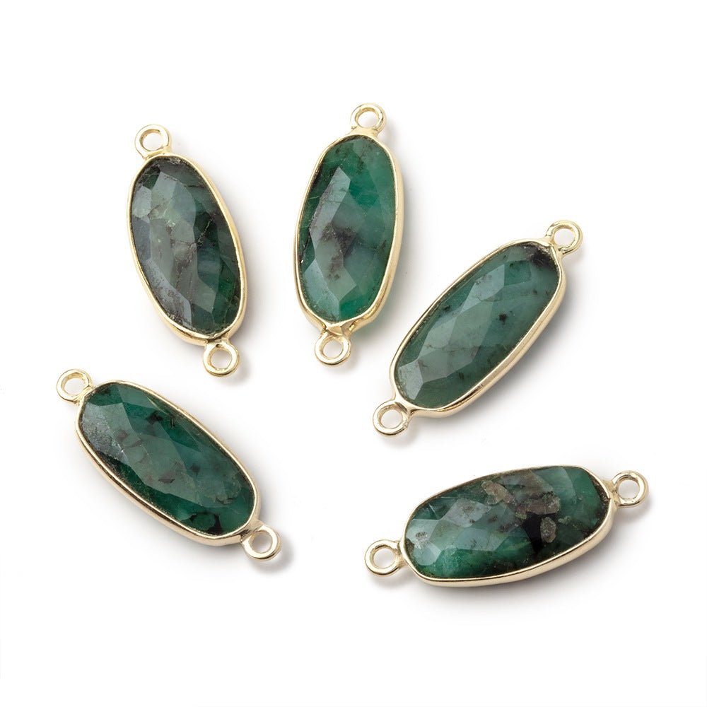 17x8mm Vermeil Bezel Emerald Elongated Oval 1 Connector (ONLINE ORDER ONLY)