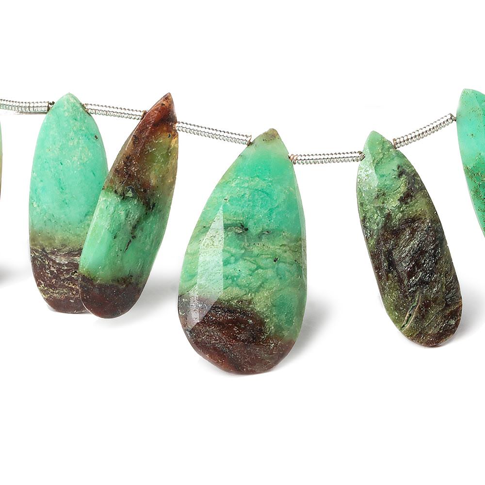 17x9-30x15mm Chrysoprase & Matrix faceted pear beads 8 inch 16 pieces (ONLINE ORDER ONLY)