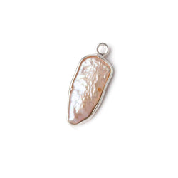 17x9mm Silver Bezeled Off White Biwa Pearl Pendant 1 piece (ONLINE ORDER ONLY)