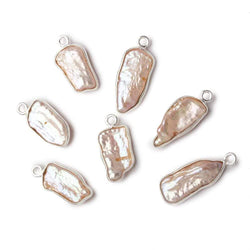 17x9mm Silver Bezeled Off White Biwa Pearl Pendant 1 piece (ONLINE ORDER ONLY)
