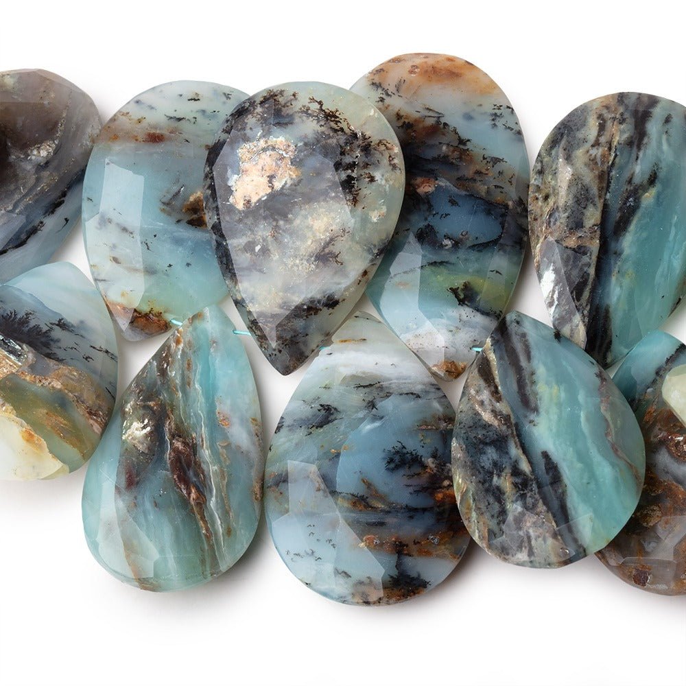 18-40mm Blue Peruvian Opal Faceted Pear Beads 7.5 inch 29 pieces AA (ONLINE ORDER ONLY)