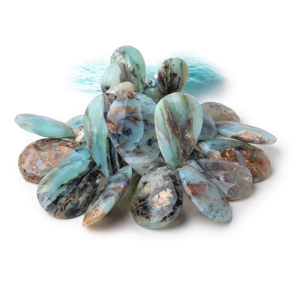 18-40mm Blue Peruvian Opal Faceted Pear Beads 7.5 inch 29 pieces AA (ONLINE ORDER ONLY)