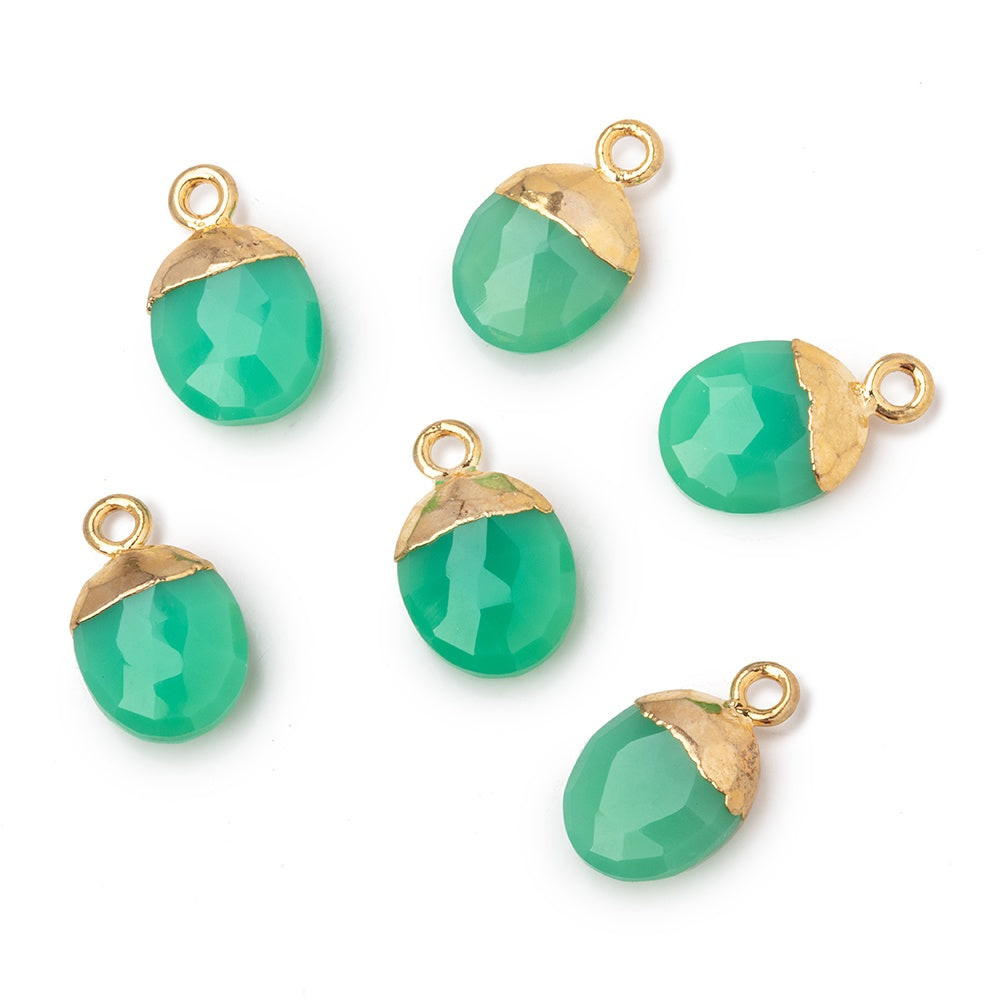 10x8mm Gold Leafed Green Chalcedony Oval Pendant 1 piece (ONLINE ORDER ONLY)
