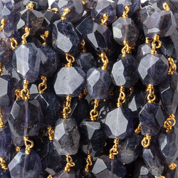 10x8mm Iolite faceted nugget Vermeil Chain by the foot 21 pieces (ONLINE ORDER ONLY)