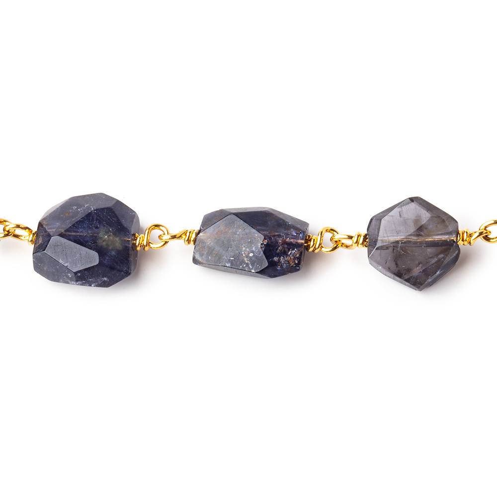 10x8mm Iolite faceted nugget Vermeil Chain by the foot 21 pieces (ONLINE ORDER ONLY)