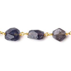 10x8mm Iolite faceted nugget Vermeil Chain by the foot 21 pieces (ONLINE ORDER ONLY)