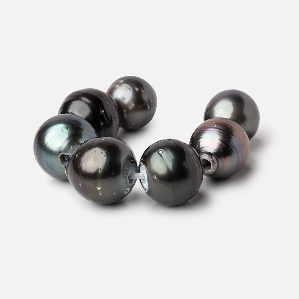 12-14mm Peacock Tahitian Large Hole Saltwater Pearls 3.5 inch 7 pieces (ONLINE ORDER ONLY)