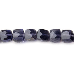 6.5x6.5mm Iolite faceted cubes 8 inch 30 beads AA (ONLINE ORDER ONLY)