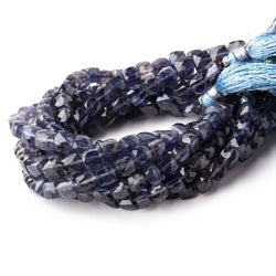 6.5x6.5mm Iolite faceted cubes 8 inch 30 beads AA (ONLINE ORDER ONLY)