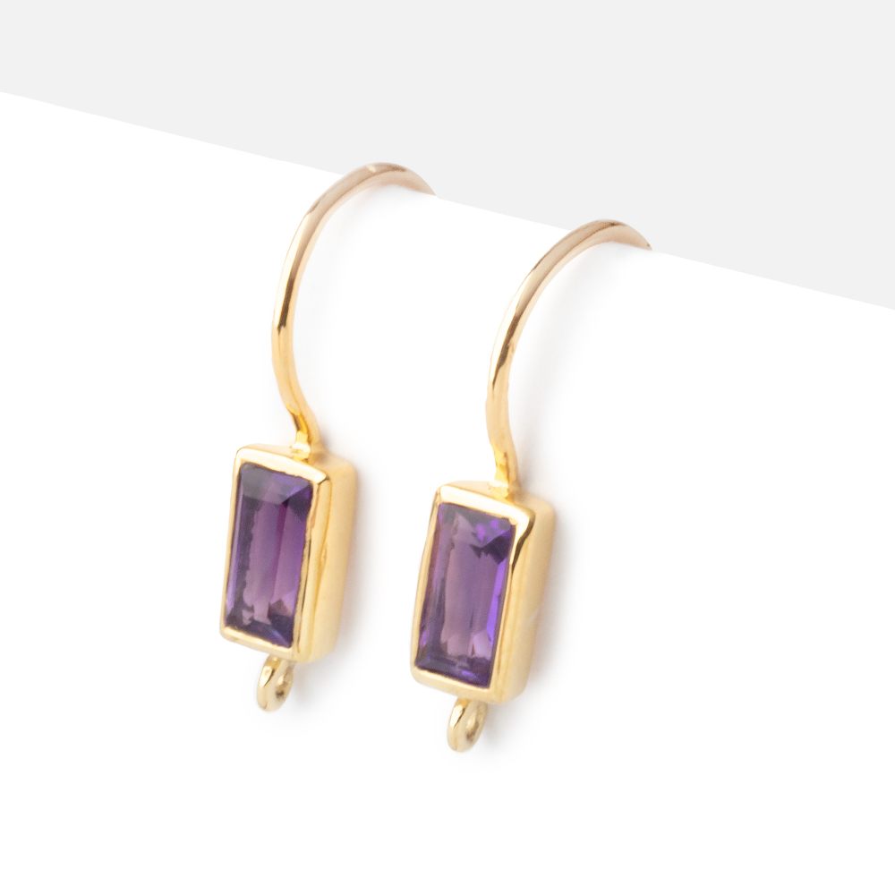 18mm African Amethyst Baguette Ear Wire Set of 2 pieces (ONLINE ORDER ONLY)