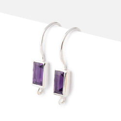 18mm African Amethyst Baguette Ear Wire Set of 2 pieces (ONLINE ORDER ONLY)