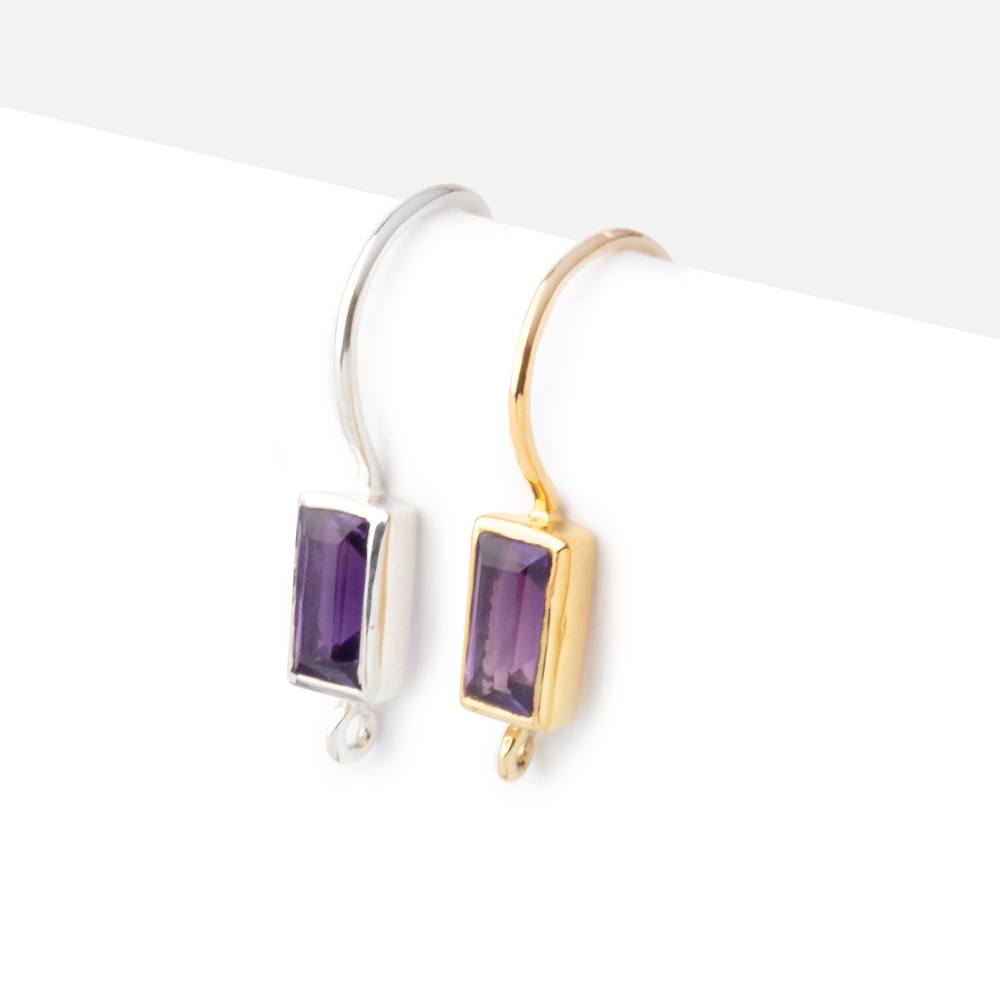 18mm African Amethyst Baguette Ear Wire Set of 2 pieces (ONLINE ORDER ONLY)