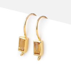 18mm Citrine Baguette Ear Wire Set of 2 pieces (ONLINE ORDER ONLY)