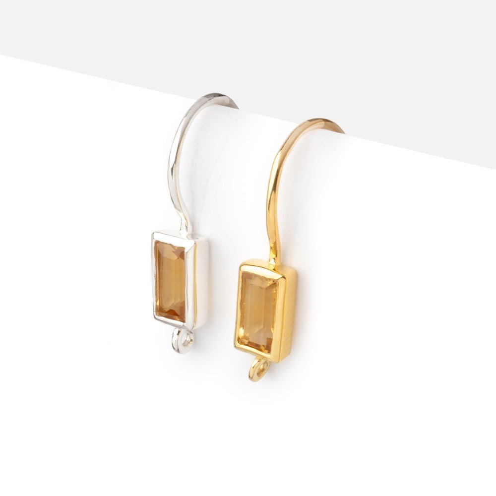 18mm Citrine Baguette Ear Wire Set of 2 pieces (ONLINE ORDER ONLY)