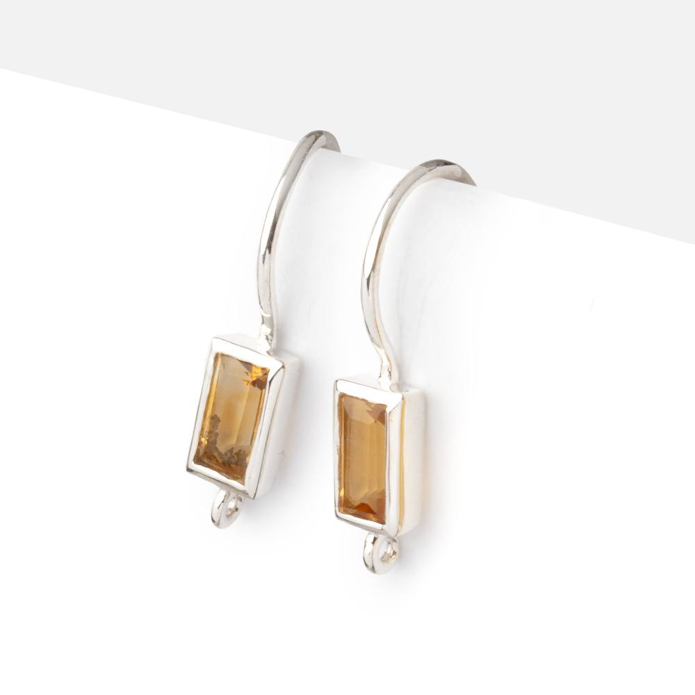 18mm Citrine Baguette Ear Wire Set of 2 pieces (ONLINE ORDER ONLY)