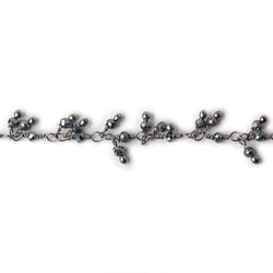 1.8mm Hematite micro faceted round Black Gold Dangling Chain by the foot