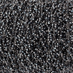 1.8mm Hematite micro faceted round Black Gold Dangling Chain by the foot