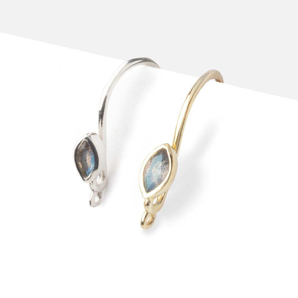 18mm Labradorite Marquise Ear Wire Set of 2 pieces (ONLINE ORDER ONLY)
