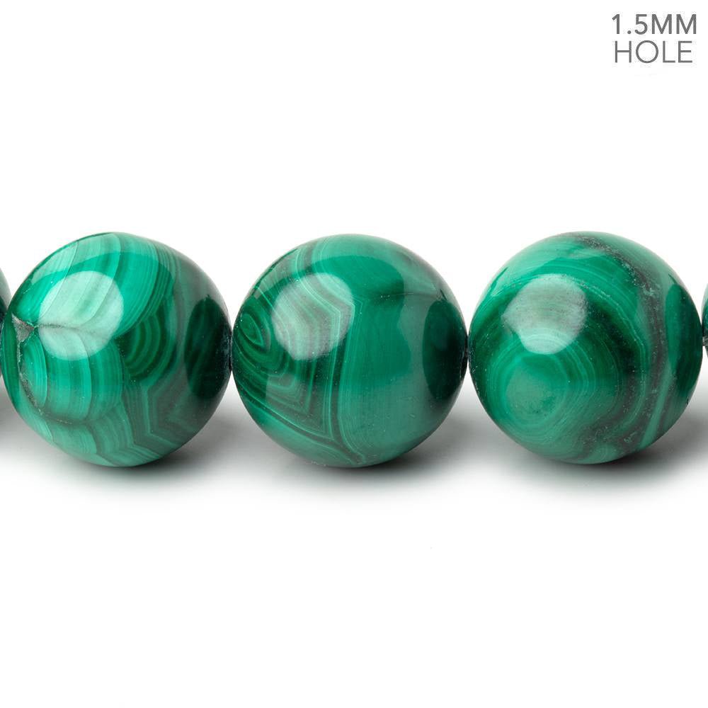 18mm Malachite Plain Round Beads 15.5 inch 22 pieces 1.5mm Hole (ONLINE ORDER ONLY)