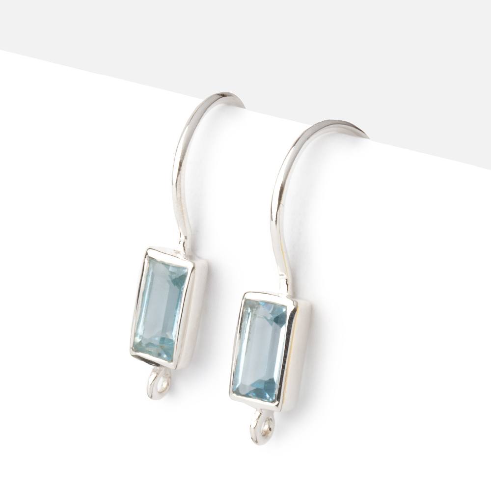 18mm Sky Blue Topaz Baguette Ear Wire Set of 2 pieces (ONLINE ORDER ONLY)