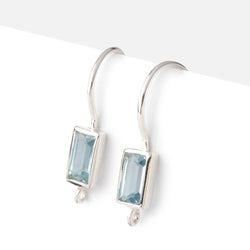 18mm Sky Blue Topaz Baguette Ear Wire Set of 2 pieces (ONLINE ORDER ONLY)