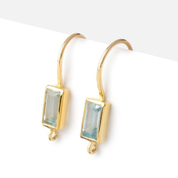 18mm Sky Blue Topaz Baguette Ear Wire Set of 2 pieces (ONLINE ORDER ONLY)