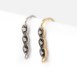 18mm Triple CZ Two Tone Ear Wire Set of 2 pieces