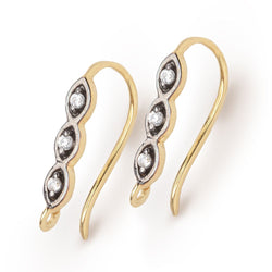 18mm Triple CZ Two Tone Ear Wire Set of 2 pieces