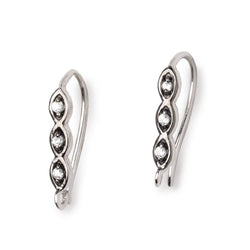 18mm Triple CZ Two Tone Ear Wire Set of 2 pieces