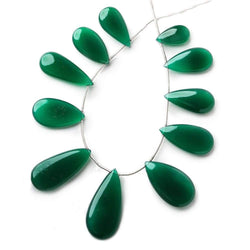 18x10-37x17mm Forest Green Chalcedony Plain Pears 7 inch 11 beads (ONLINE ORDER ONLY)