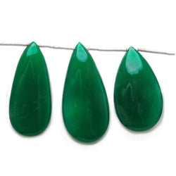 18x10-37x17mm Forest Green Chalcedony Plain Pears 7 inch 11 beads (ONLINE ORDER ONLY)