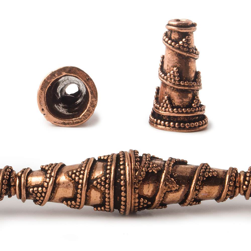 18x10mm Antiqued Copper Cone Granulated Swirl Design 8 inch 12 pcs (ONLINE ORDER ONLY)