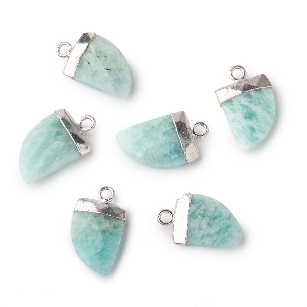 18x10mm Silver Leafed Amazonite Horn Pendant 1 piece
